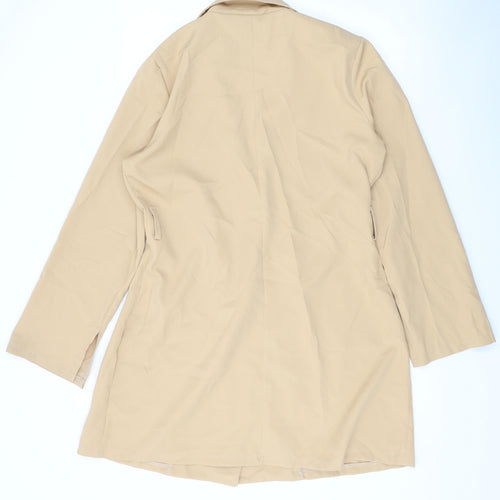 Boohoo Womens Beige Polyester Jacket Dress Size 16 Collared Button