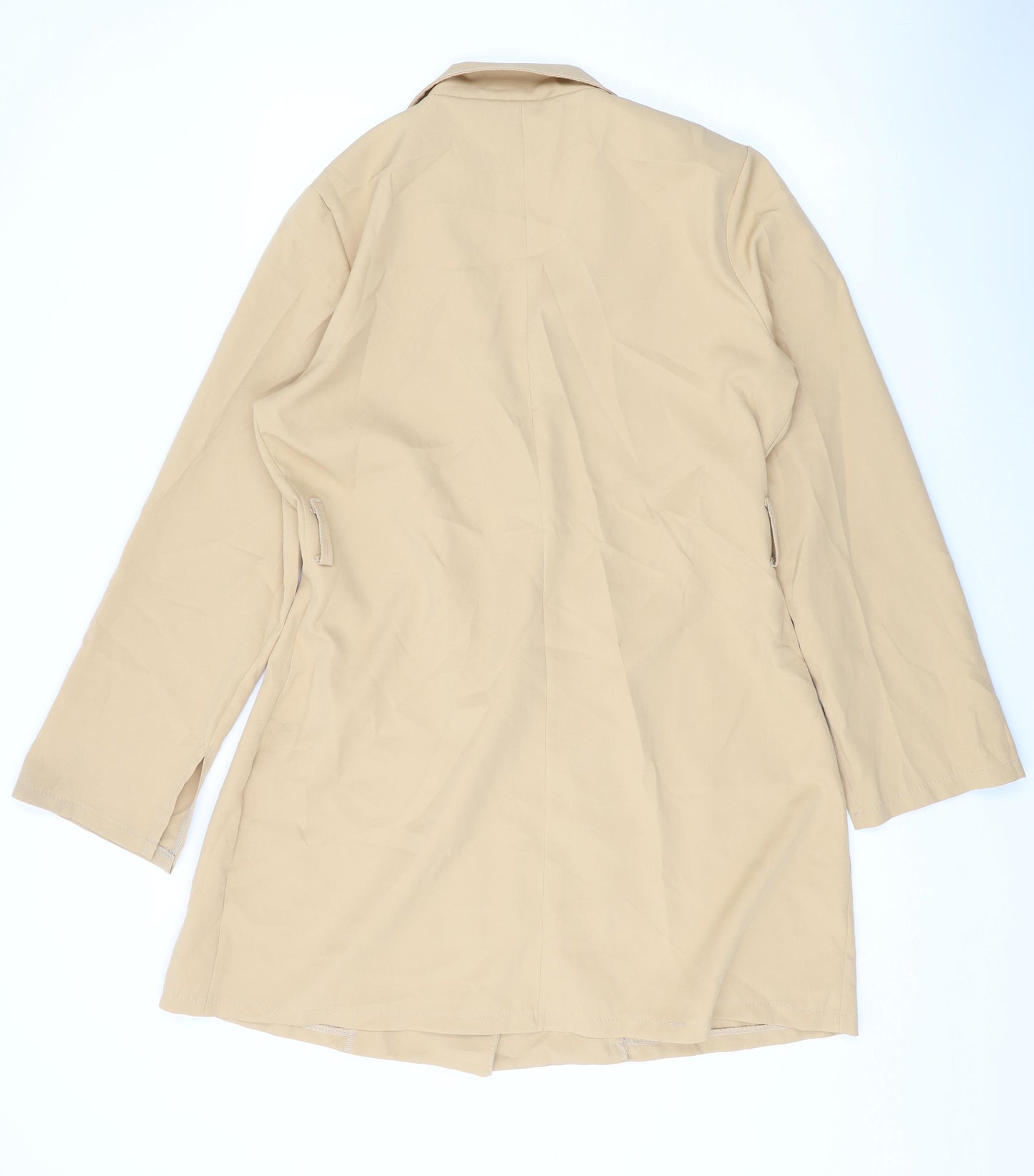 Boohoo Womens Beige Polyester Jacket Dress Size 16 Collared Button