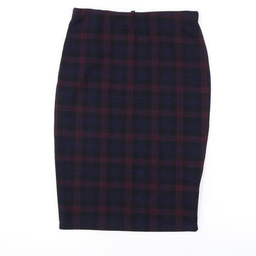 New Look Womens Blue Plaid Polyester Straight & Pencil Skirt Size 12