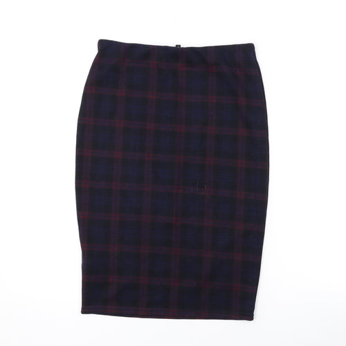 New Look Womens Blue Plaid Polyester Straight & Pencil Skirt Size 12