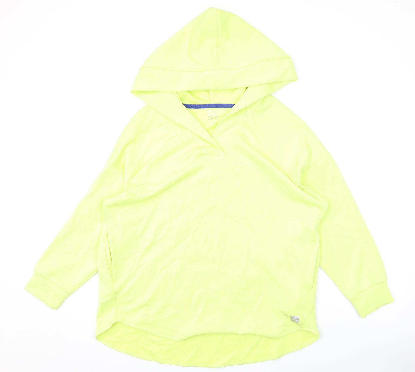 DASH Womens Yellow Vinyl Pullover Hoodie Size 12 Pullover