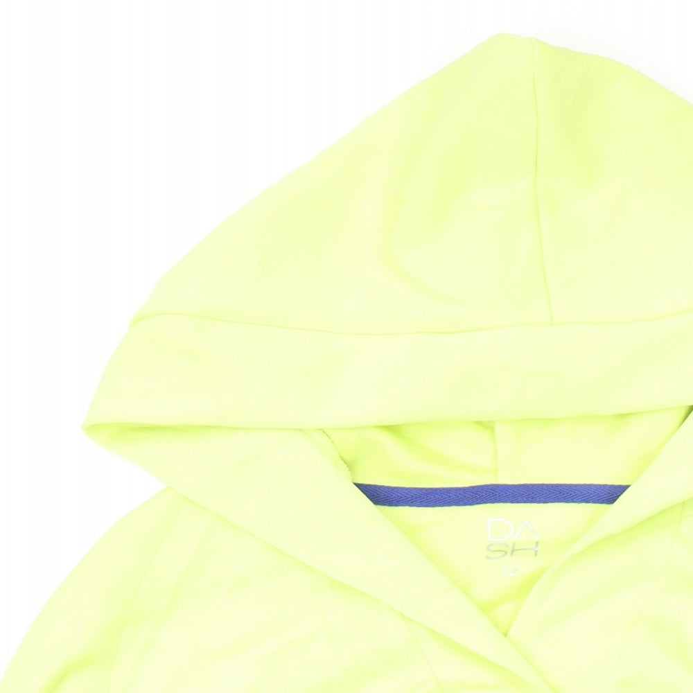 DASH Womens Yellow Vinyl Pullover Hoodie Size 12 Pullover