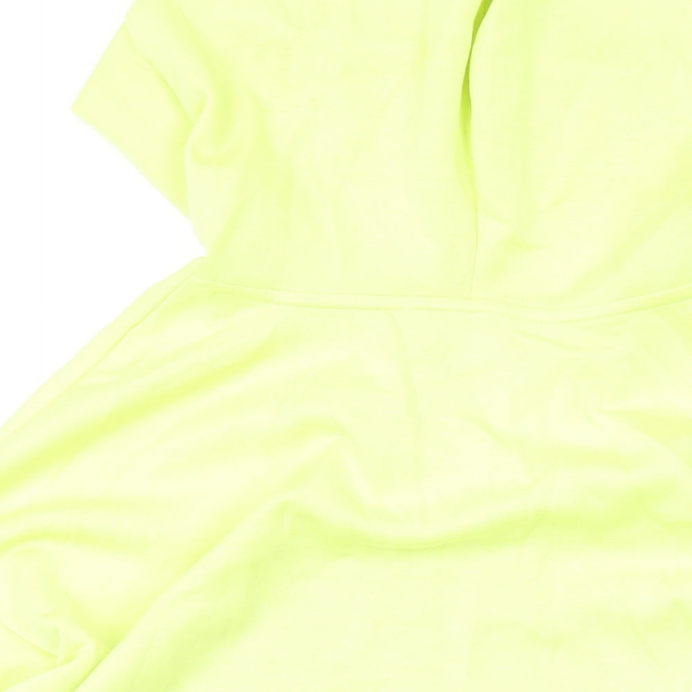 DASH Womens Yellow Vinyl Pullover Hoodie Size 12 Pullover