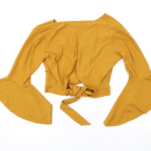 Edge Street Womens Yellow Polyester Wrap Blouse Size 10 V-Neck