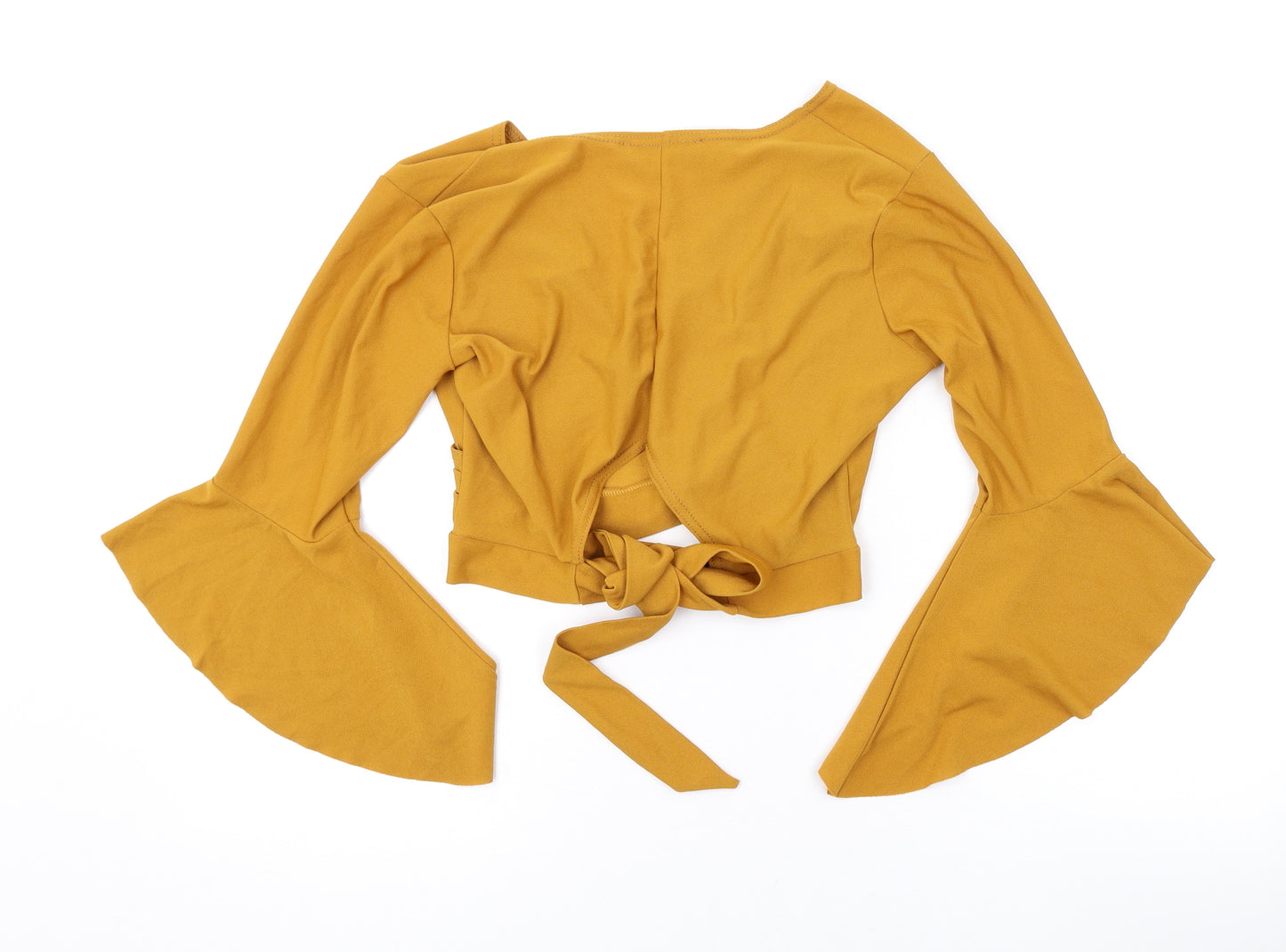 Edge Street Womens Yellow Polyester Wrap Blouse Size 10 V-Neck