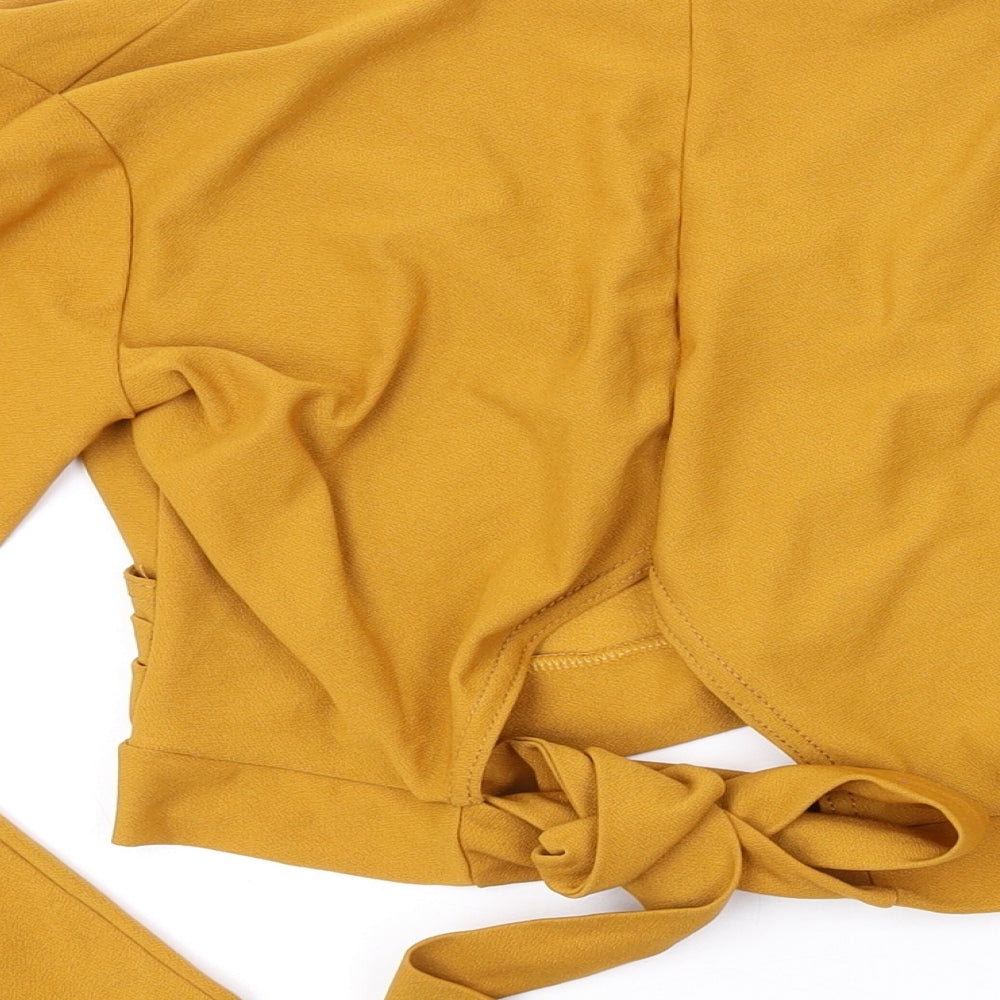 Edge Street Womens Yellow Polyester Wrap Blouse Size 10 V-Neck
