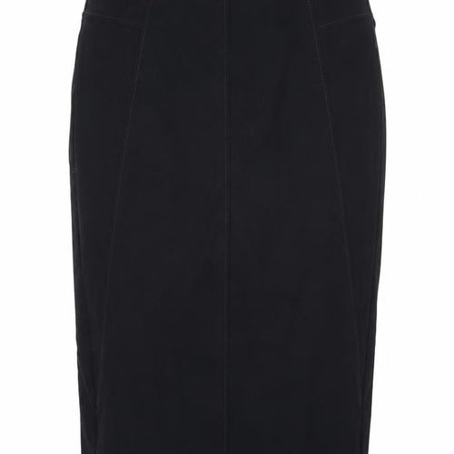 Marks and Spencer Womens Black Polyester Straight & Pencil Skirt Size 12 Zip