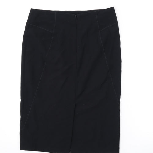 Marks and Spencer Womens Black Polyester Straight & Pencil Skirt Size 12 Zip