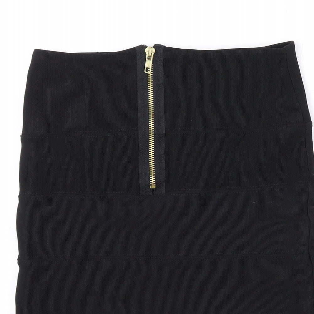 Kikka Womens Black Polyester Mini Skirt Size 8 Zip