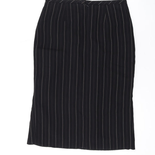 NEXT Womens Black Striped Polyester A-Line Skirt Size 10 Zip