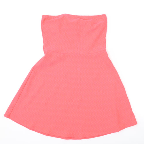 Divided by H&M Womens Pink Polyester Skater Dress Size 8 Off the Shoulder Pullover