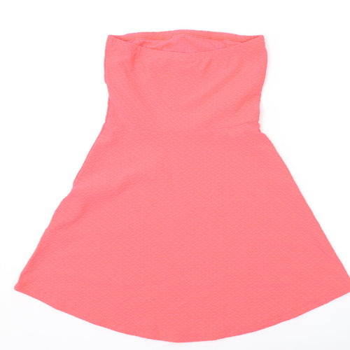 Divided by H&M Womens Pink Polyester Skater Dress Size 8 Off the Shoulder Pullover