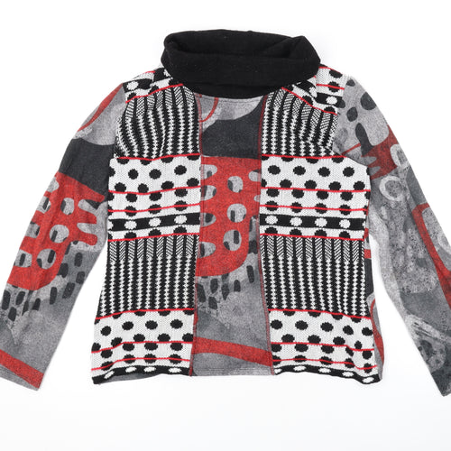 Kalisson Womens Grey Roll Neck Geometric Polyester Pullover Jumper Size 14