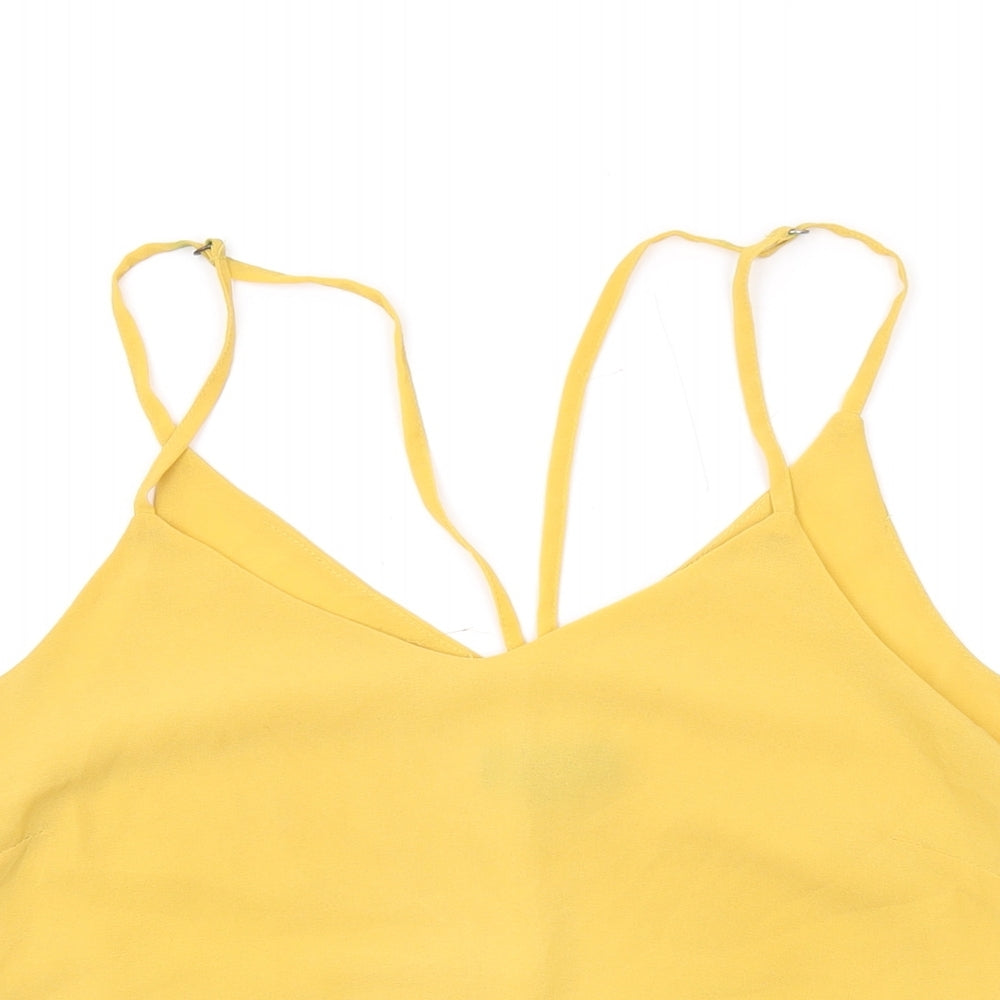 New Look Womens Yellow Polyester Camisole Tank Size 12 V-Neck