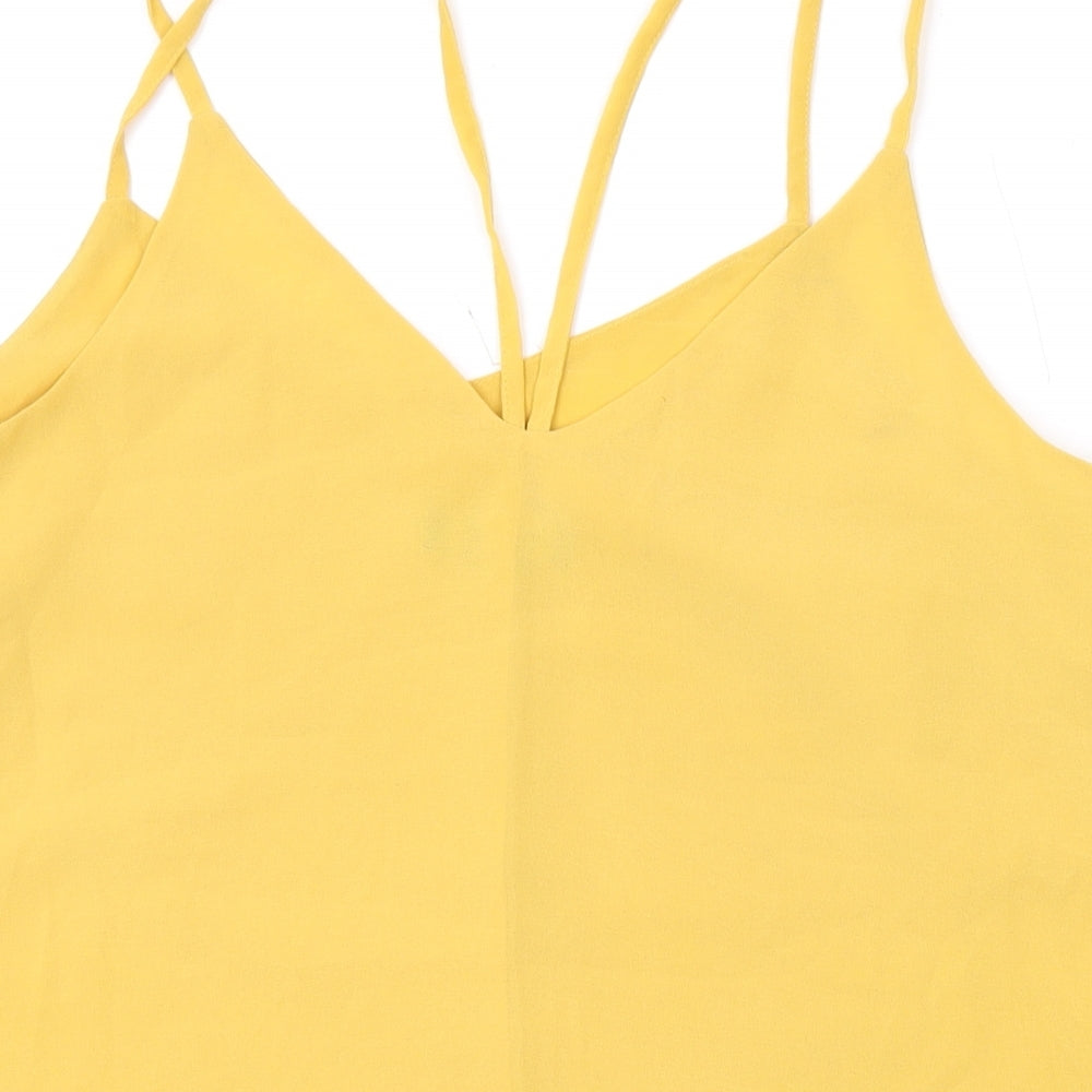 New Look Womens Yellow Polyester Camisole Tank Size 12 V-Neck