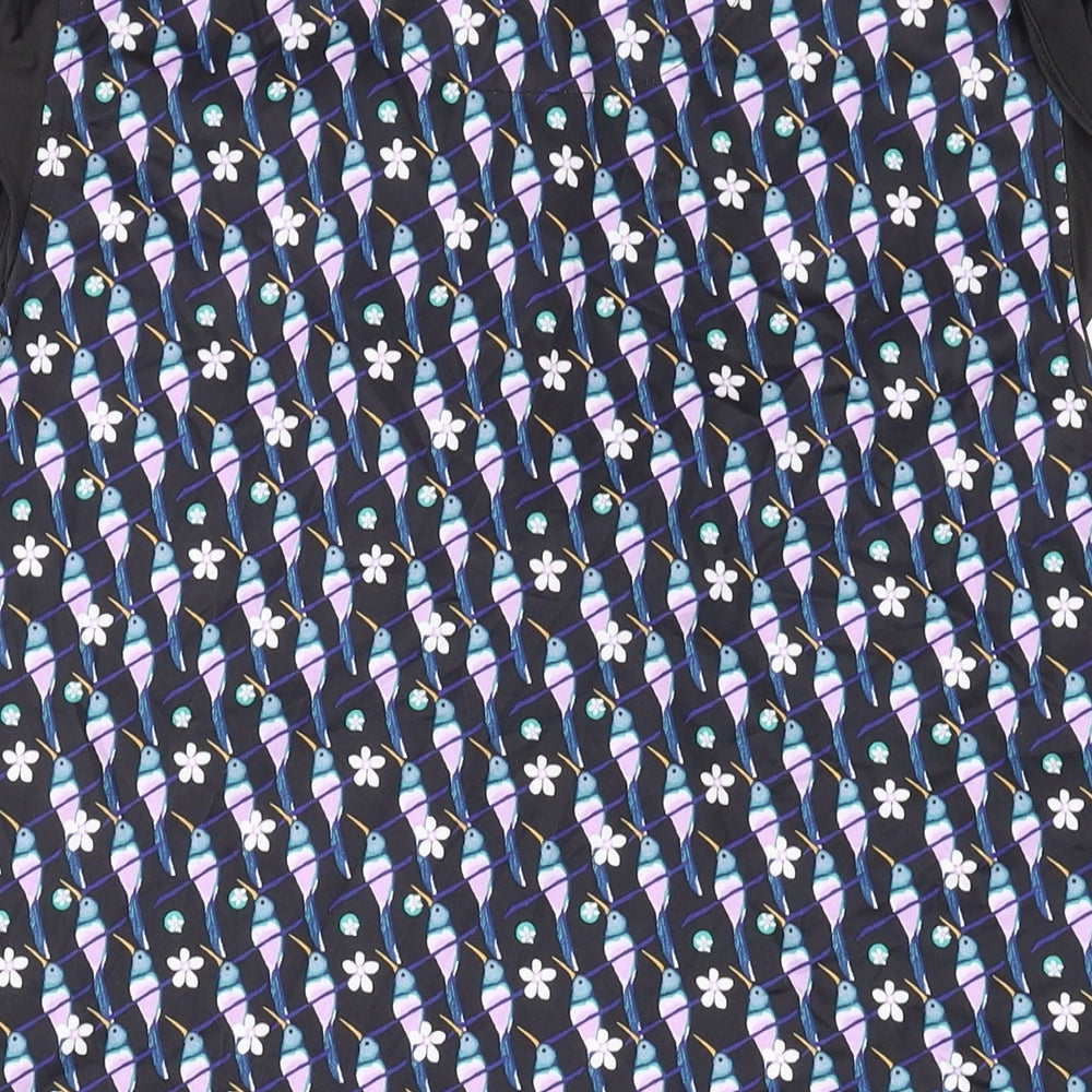 Callaway Womens Black Geometric Polyester Basic Tank Size L V-Neck Zip - Golf