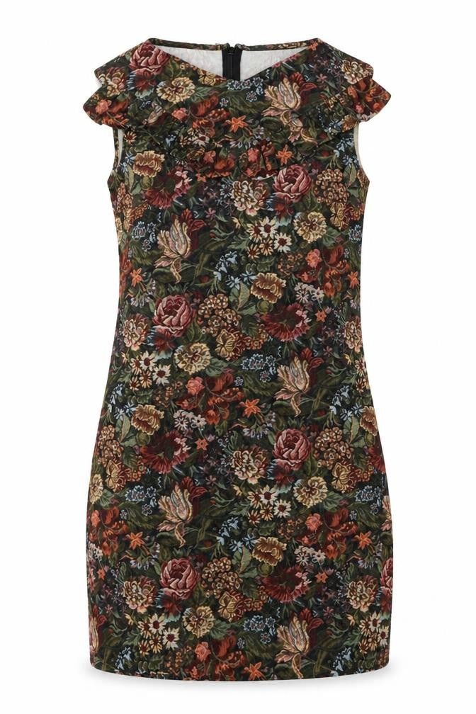 Morgan Womens Multicoloured Floral Polyester Tank Dress Size 8 V-Neck Zip