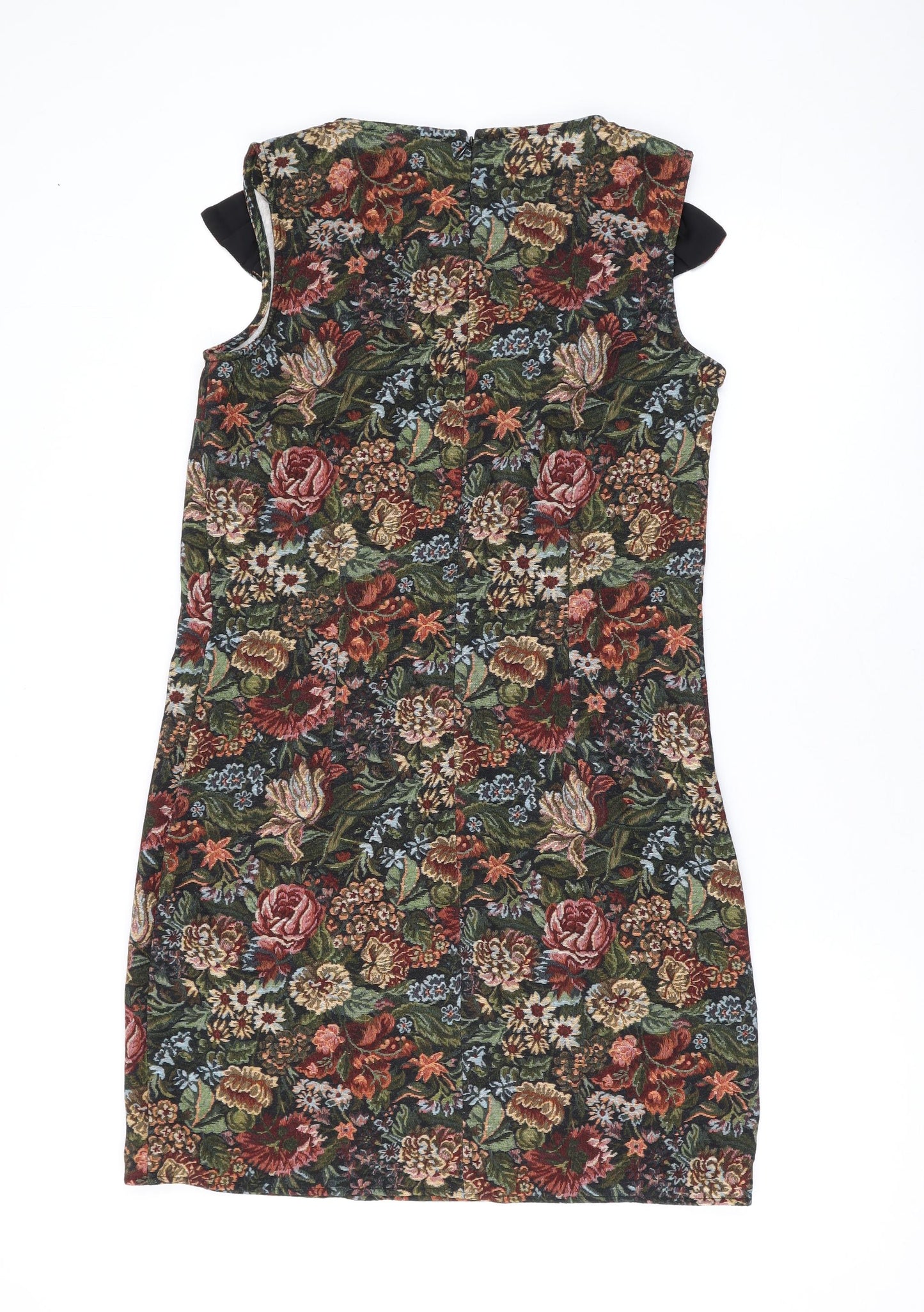 Morgan Womens Multicoloured Floral Polyester Tank Dress Size 8 V-Neck Zip