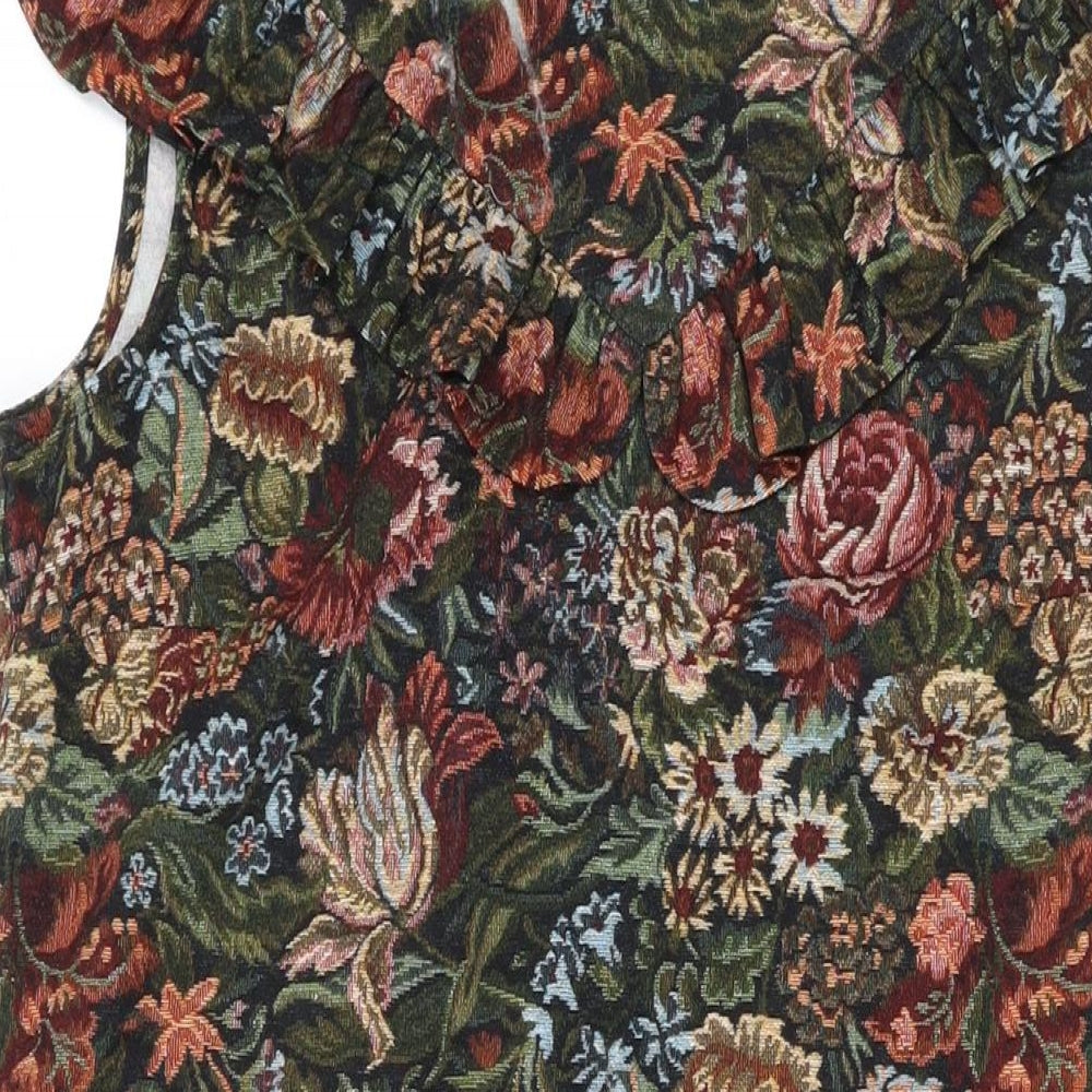 Morgan Womens Multicoloured Floral Polyester Tank Dress Size 8 V-Neck Zip