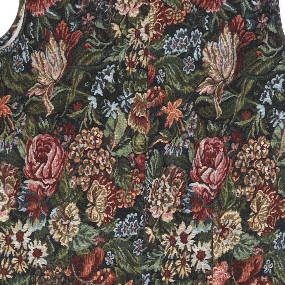 Morgan Womens Multicoloured Floral Polyester Tank Dress Size 8 V-Neck Zip