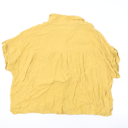 New Look Womens Yellow Viscose Basic Button-Up Size 26 V-Neck