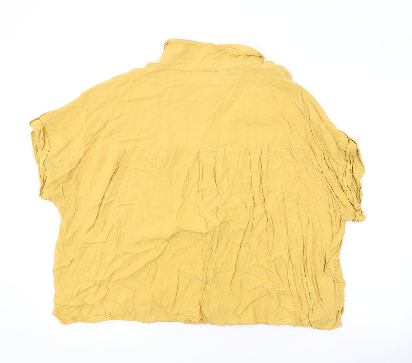 New Look Womens Yellow Viscose Basic Button-Up Size 26 V-Neck