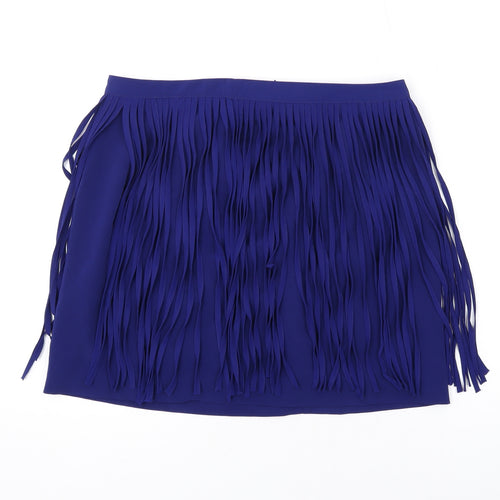 Zara Womens Blue Polyester Mini Skirt Size S Zip