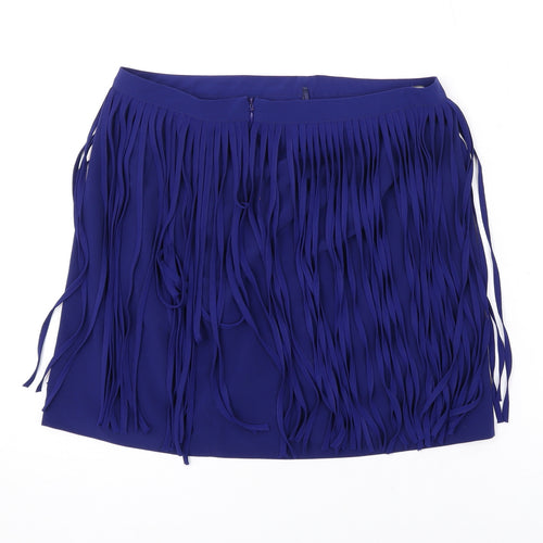 Zara Womens Blue Polyester Mini Skirt Size S Zip