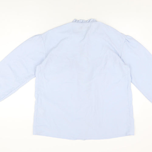 Nasty Gal Womens Blue Polyester Basic Button-Up Size 12 Round Neck