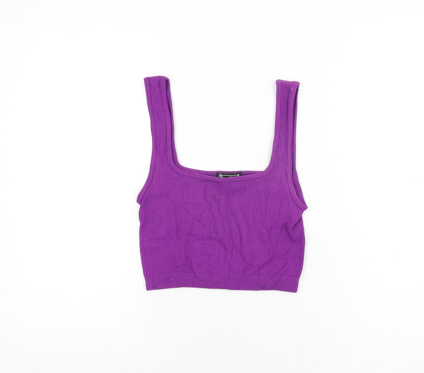 Zara Womens Purple Polyester Cropped T-Shirt Size XS Square Neck