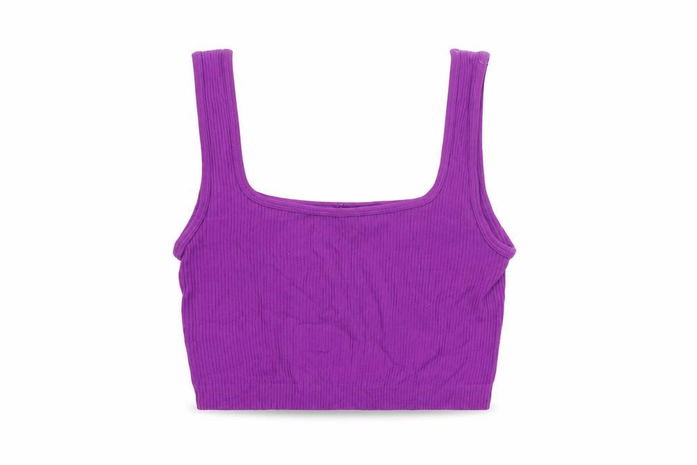 Zara Womens Purple Polyester Cropped T-Shirt Size XS Square Neck
