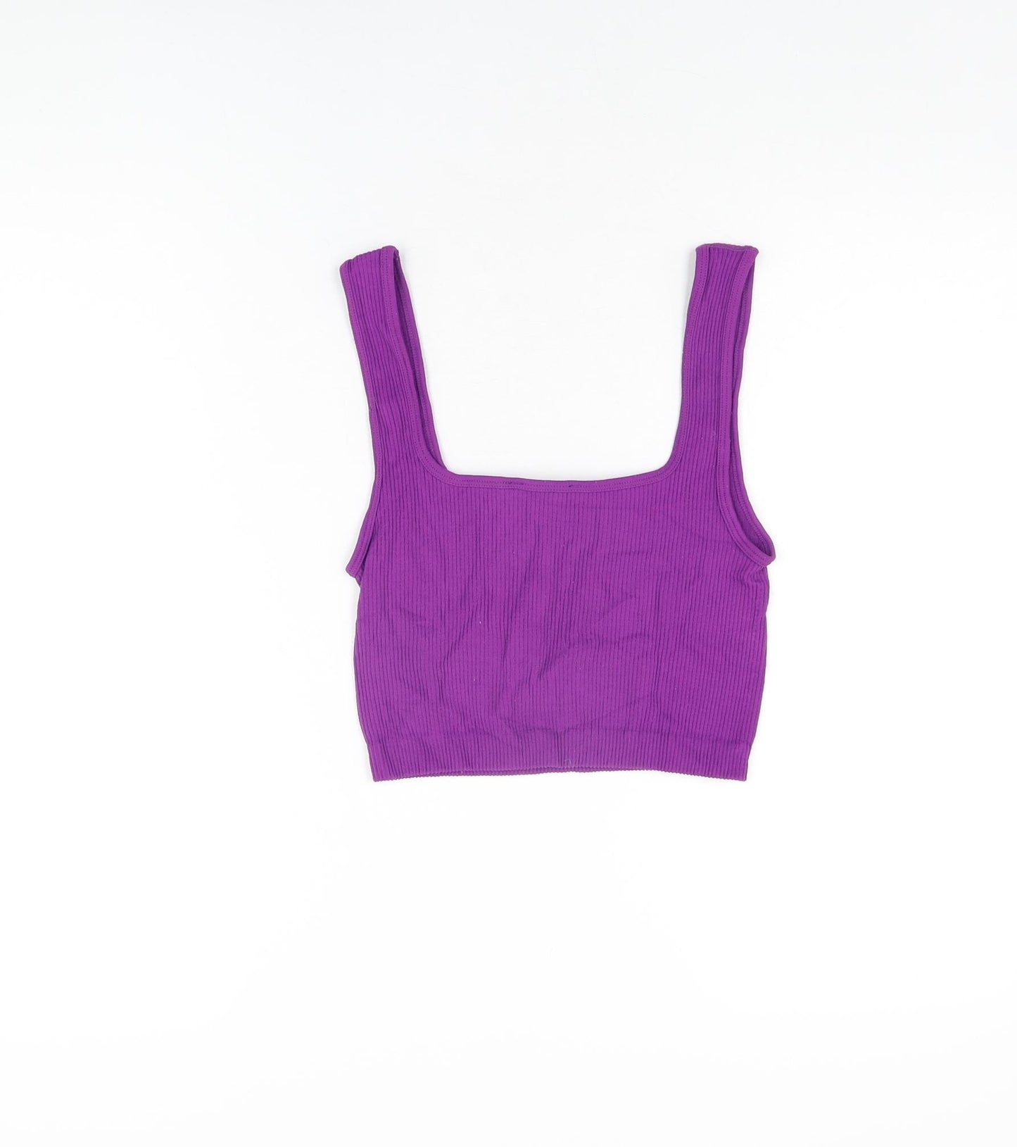 Zara Womens Purple Polyester Cropped T-Shirt Size XS Square Neck