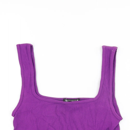 Zara Womens Purple Polyester Cropped T-Shirt Size XS Square Neck