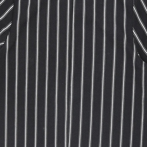 Boohoo Womens Black Striped Polyester Shift Size 12 Round Neck Pullover