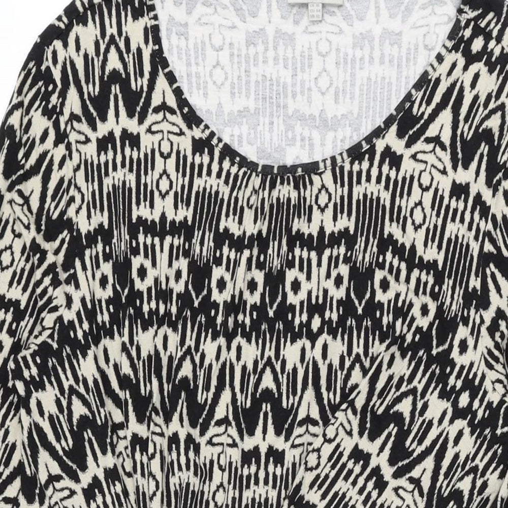 Hobbs Womens Black Geometric Viscose Shift Size 16 Round Neck Pullover