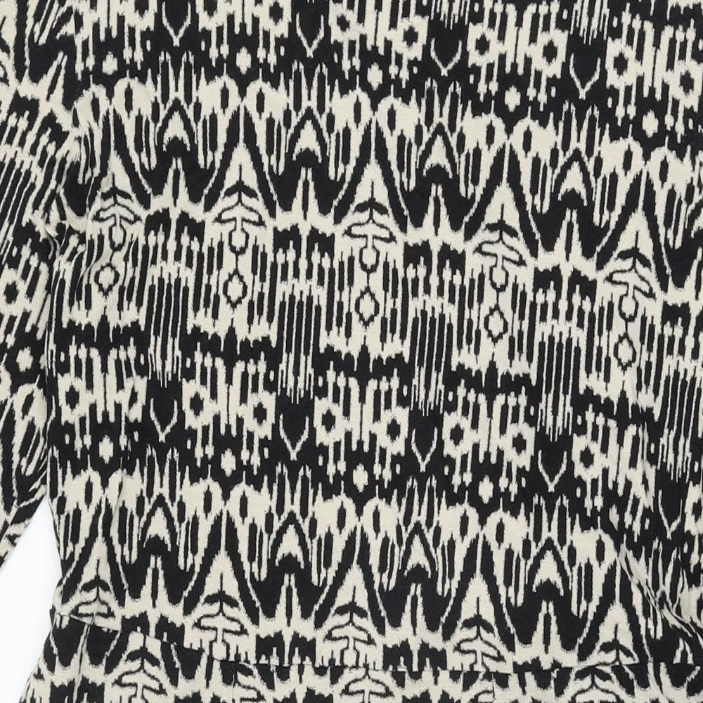 Hobbs Womens Black Geometric Viscose Shift Size 16 Round Neck Pullover