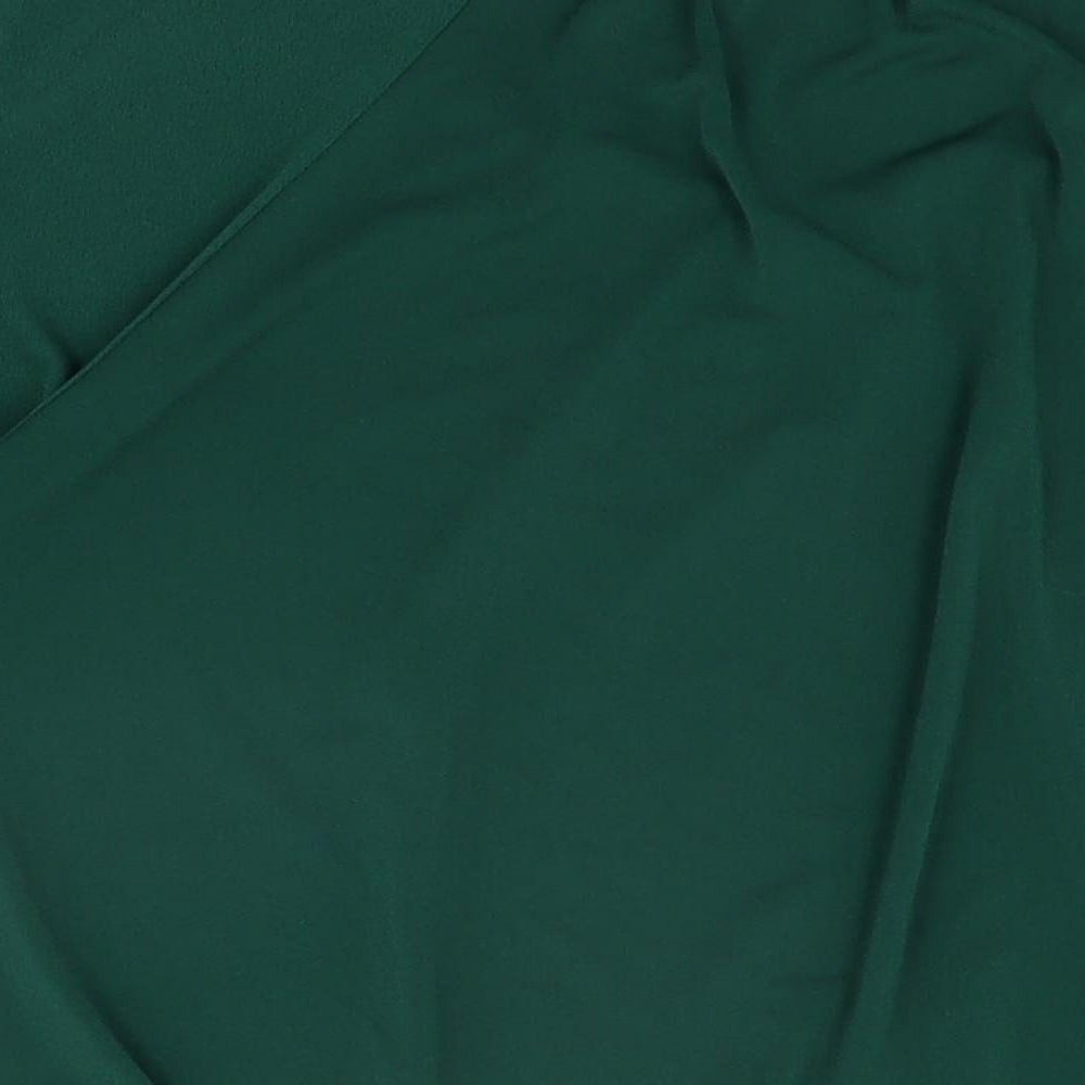 BASSINI Womens Green Polyester Basic Blouse Size 14 Scoop Neck