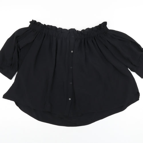 Zara Womens Black Polyester Basic Blouse Size XS Off the Shoulder