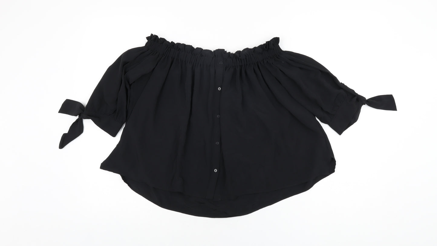 Zara Womens Black Polyester Basic Blouse Size XS Off the Shoulder