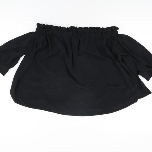 Zara Womens Black Polyester Basic Blouse Size XS Off the Shoulder
