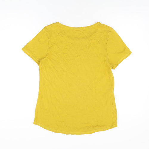 Marks and Spencer Womens Yellow Cotton Basic T-Shirt Size 16 Round Neck