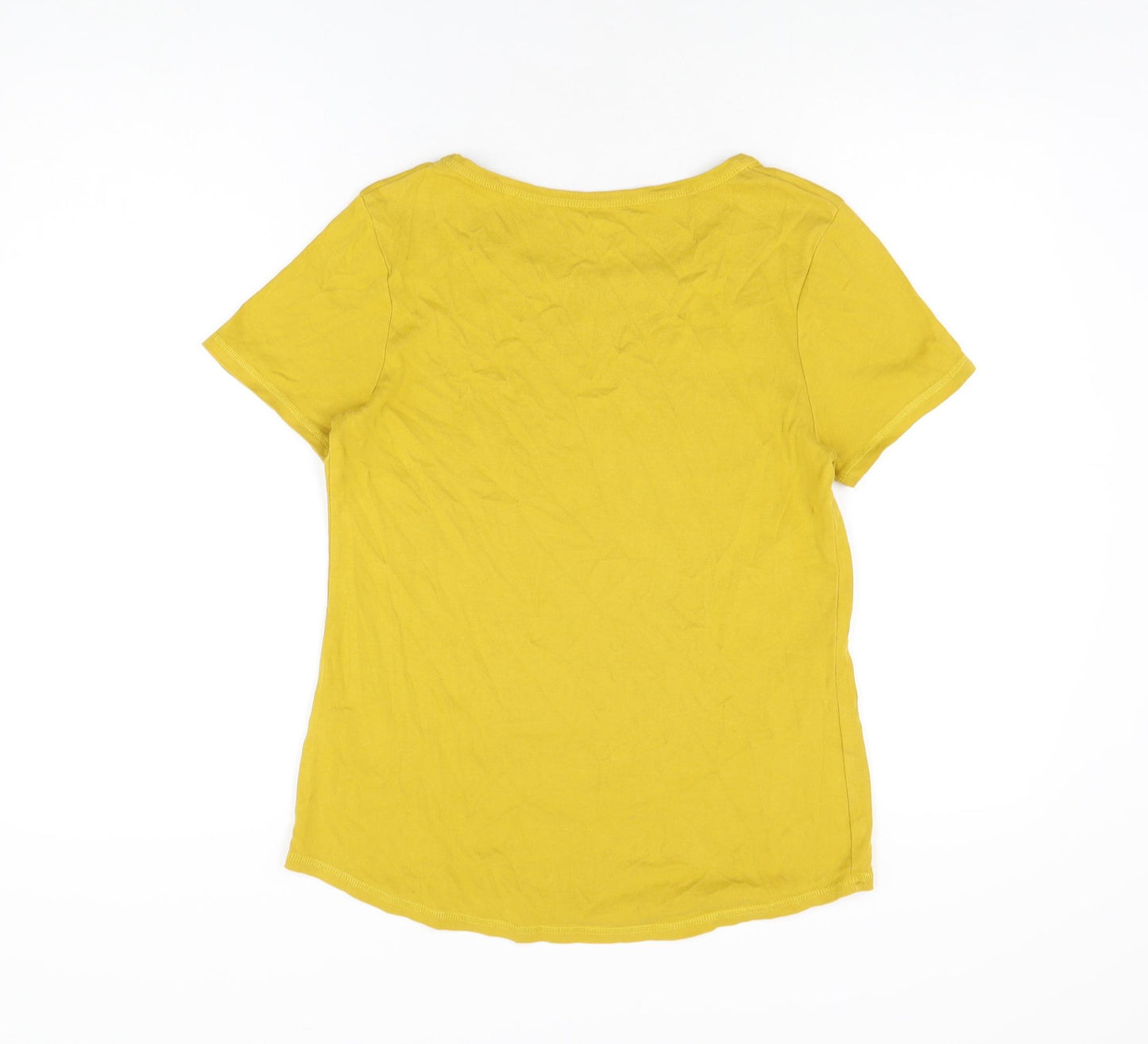 Marks and Spencer Womens Yellow Cotton Basic T-Shirt Size 16 Round Neck