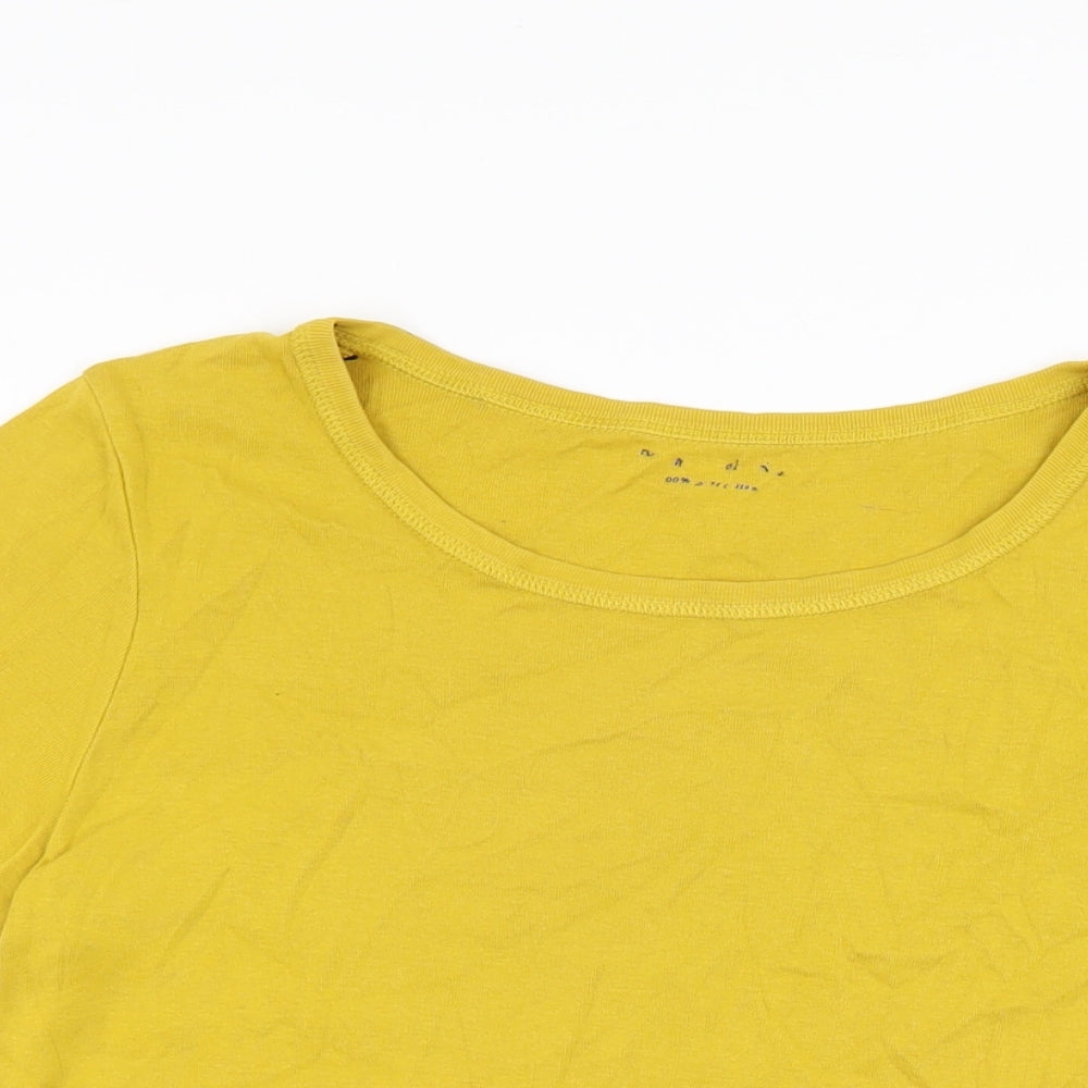 Marks and Spencer Womens Yellow Cotton Basic T-Shirt Size 16 Round Neck