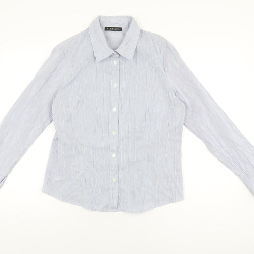 Alex & Co Womens Blue Polyester Basic Button-Up Size 16 Collared