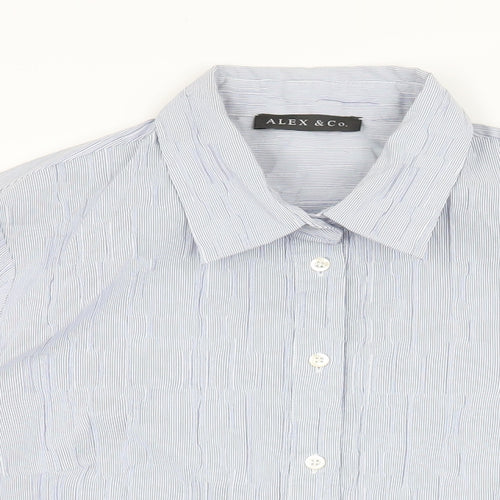 Alex & Co Womens Blue Polyester Basic Button-Up Size 16 Collared