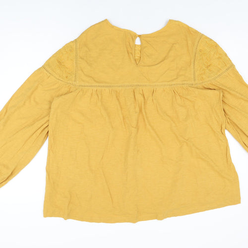 NEXT Womens Yellow Floral Cotton Basic T-Shirt Size 22 Round Neck