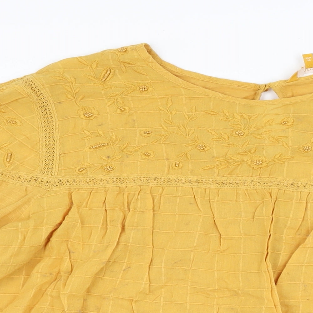 NEXT Womens Yellow Floral Cotton Basic T-Shirt Size 22 Round Neck