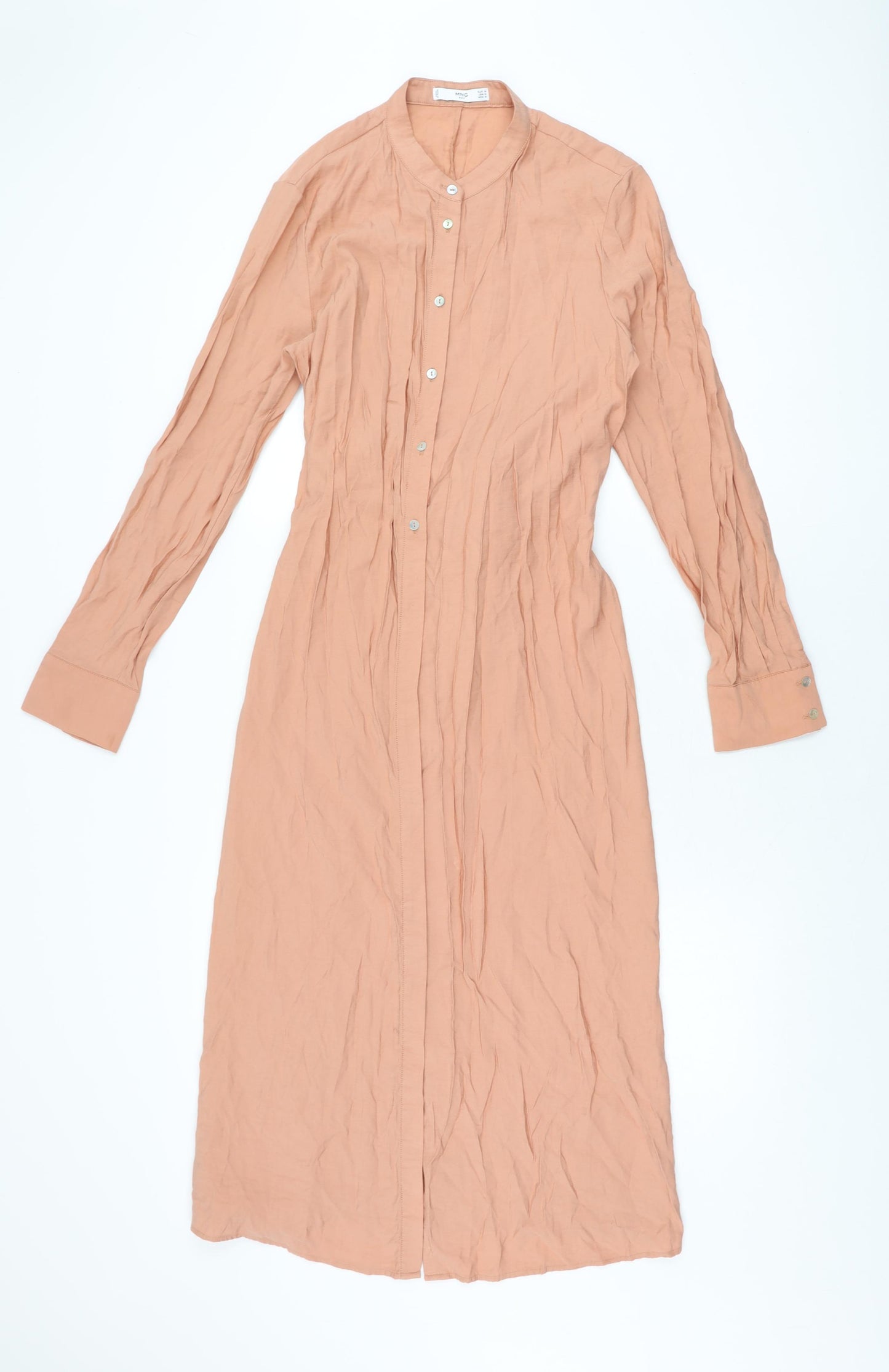 Mango Womens Pink Viscose A-Line Size M Round Neck Button