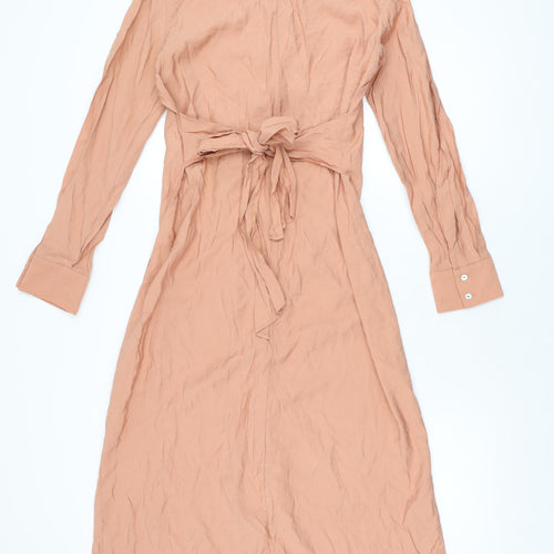 Mango Womens Pink Viscose A-Line Size M Round Neck Button