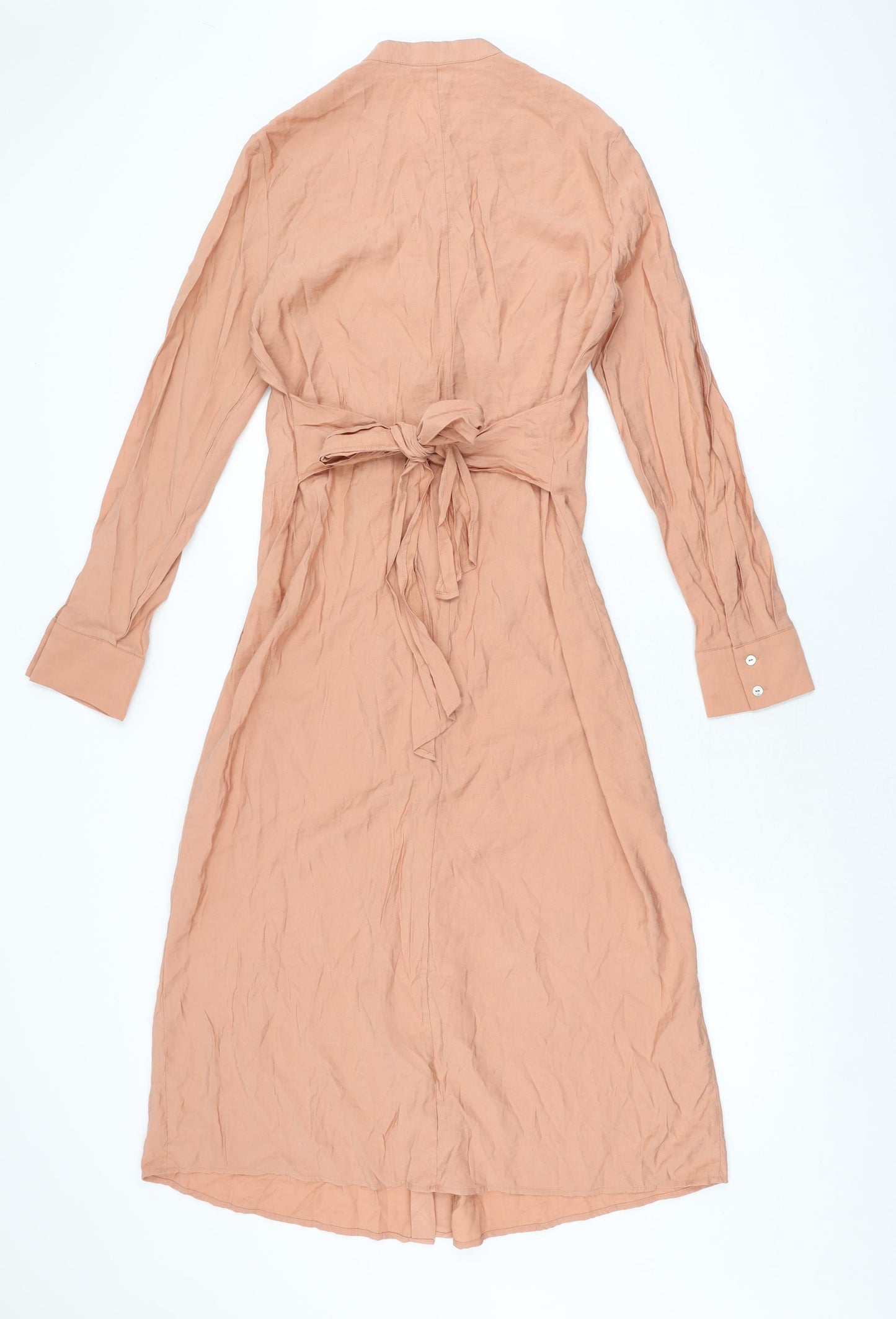 Mango Womens Pink Viscose A-Line Size M Round Neck Button